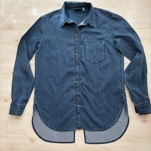 Athleta Bootjack Chambray Denim Button Up Shirt - Dark Indigo Wash Size XS